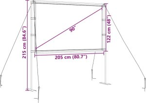 vidaXL Ekran projekcyjny ze stojakami 90 cali 16:9 8