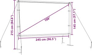 vidaXL Ekran projekcyjny ze stojakami 108 cali 16:9 8