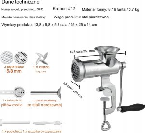 Ręczna Maszynka do Mielenia Mięsa Robienia Kiełbas Ciasteczek 2