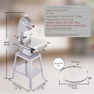 Komercyjna Elektryczna Piła Taśmowa od Mięsa 1500 W 2