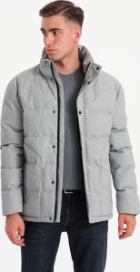 Męska casualowa kurtka puffer z wełną  jasnoszary melanż V3 OM-JAHP-0203 S 5