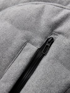 Męska casualowa kurtka puffer z wełną  jasnoszary melanż V3 OM-JAHP-0203 S 7