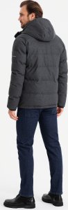 Casualowa męska kurtka puffer z wełną  czarny melanż V2 OM-JAHP-0203 L 5