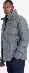 Casualowa kurtka męska puffer z wełną  szary melanż V1 OM-JAHP-0203 L 4