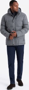 Casualowa kurtka męska puffer z wełną  szary melanż V1 OM-JAHP-0203 L 7