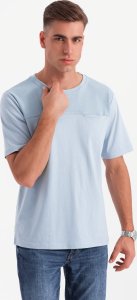 Męski t-shirt LOOSE FIT z kieszonką  błękitny V4 OM-TSCT-0171 S 1