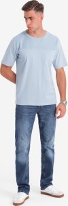 Męski t-shirt LOOSE FIT z kieszonką  błękitny V4 OM-TSCT-0171 XL 3