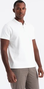 Męska koszulka polo z kołnierzykiem zapinanym na zamek  biała V1 OM-POSS-0132 M 4