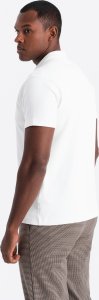 Męska koszulka polo z kołnierzykiem zapinanym na zamek  biała V1 OM-POSS-0132 M 5