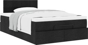 Rama łóżka otomana z materacem, czarna, 120x200 cm, tkanina 4