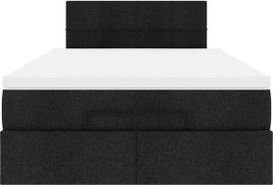 Rama łóżka otomana z materacem, czarna, 120x200 cm, tkanina 5
