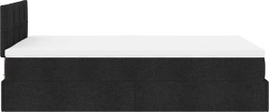 Rama łóżka otomana z materacem, czarna, 120x200 cm, tkanina 8