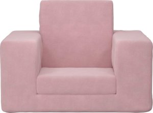 Kanapa dla dziecka, rozkładana, różowa, miękki plusz 3