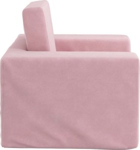 Kanapa dla dziecka, rozkładana, różowa, miękki plusz 5