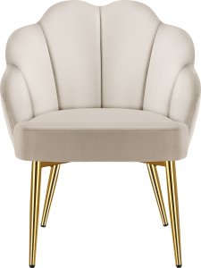 Fotel koktajlowy Hellen, tapicerowany aksamitnym obiciem - kremowy/złoty, Zestaw 2 sztuk 2