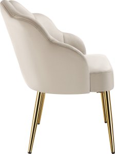 Fotel koktajlowy Hellen, tapicerowany aksamitnym obiciem - kremowy/złoty, Zestaw 2 sztuk 3