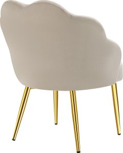 Fotel koktajlowy Hellen, tapicerowany aksamitnym obiciem - kremowy/złoty, Zestaw 2 sztuk 4
