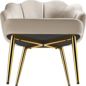 Fotel koktajlowy Hellen, tapicerowany aksamitnym obiciem - kremowy/złoty, Zestaw 2 sztuk 5