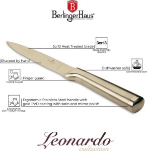 STALOWY NÓŻ UNIWERSALNY BERLINGER HAUS 12,5cm BH-2932 GOLD 3