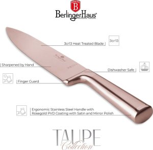 STALOWY NÓŻ SZEFA KUCHNI BERLINGER HAUS 22cm BH-2934 ROSE GOLD 3