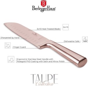 STALOWY NÓŻ SANTOKU BERLINGER HAUS 17,5cm BH-2935 ROSE GOLD 3