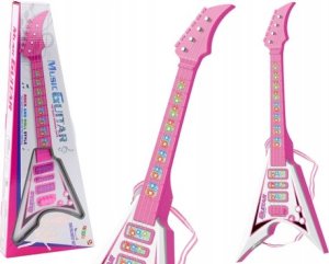 Gitara elektryczna światło dźwięk różowa 1