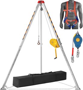 Trójnóg Statyw Ratowniczy z Wciągarką do Przestrzeni Zamkniętych 1180 kg 1
