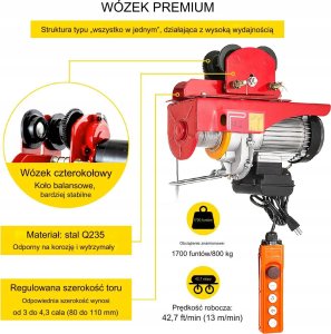 Elektryczna Wciągarka Sufitowa do Garażu 800 kg 4