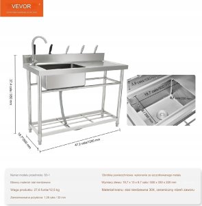 Komercyjny Zlew ze Stali Nierdzewnej 2