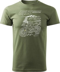 Koszulka motocyklowa z motocyklem na motor BMW GS R 1300 Adventure męska khaki REGULAR S 1