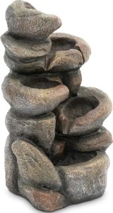 Fontanna kaskada ogrodowa z oświetleniem LED 5 poziomów wzór skały 12 W 2