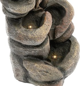 Fontanna kaskada ogrodowa z oświetleniem LED 5 poziomów wzór skały 12 W 3