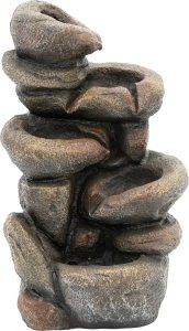 Fontanna kaskada ogrodowa z oświetleniem LED 5 poziomów wzór skały 12 W 4