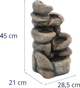 Fontanna kaskada ogrodowa z oświetleniem LED 5 poziomów wzór skały 12 W 5