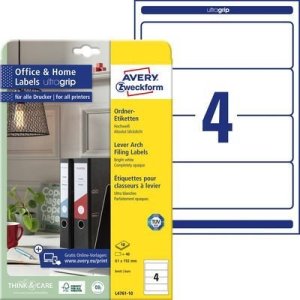 AVERY Avery-Zweckform L4761REV-10 61 x 192 mm Papier Biały 40 stk Można usunąć Mappe-etiketter Tusze, Laser, Kopi 2