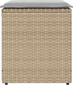 vidaXL Taborety ogrodowe z poduszkami 2 szt. Beżowe Polirattan 4