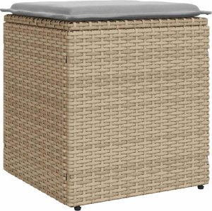 vidaXL Taborety ogrodowe z poduszkami 2 szt. Beżowe Polirattan 5