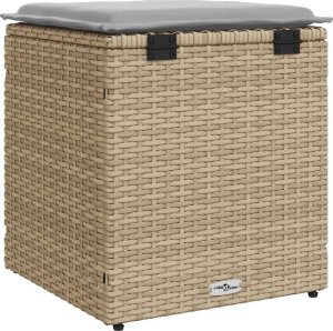 vidaXL Taborety ogrodowe z poduszkami 2 szt. Beżowe Polirattan 8