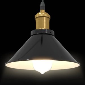 vidaXL Lampa wisząca z regulacją wysokości E27 połysk czarny metal 6