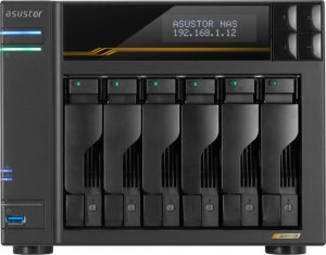 Serwer plików Asustor LOCKERSTOR 6 Gen3 AS6806T 6-bay, AMD Ryzen V3C14 Cztery rdzenie 2.3GHz, 16G ECC DDR5, 4x M.2 PCIe (NVMe), 2x 10 GbE, 2x 5 GbE, 3