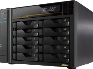 Serwer plików Asustor LOCKERSTOR 10 Gen3 AS6810T 10-bay, AMD Ryzen V3C14 Cztery rdzenie 2.3GHz, 16G ECC DDR5, 4x M.2 PCIe (NVMe), 2x 10 GbE, 2x 5 GbE 2