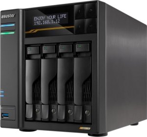 Serwer plików Asustor LOCKERSTOR 4 Gen3 AS6804T 4-bay, AMD Ryzen V3C14 Cztery rdzenie 2.3GHz, 16G ECC DDR5, 4x M.2 PCIe (NVMe), 2x 10 GbE, 2x 5 GbE, 3
