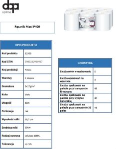 libres Ręczniki Papierowe 6 Dużych Rolek 480 Metrów Celulozowe 6Szt 100% Celulozy Luna Soft P400 5903332901937 2