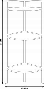 Regał narożny metalowy, 3 półki z MDF,  23,5 x 23,5 x 76 cm 2