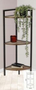 Regał narożny metalowy, 3 półki z MDF,  23,5 x 23,5 x 76 cm 3