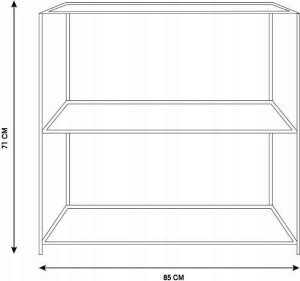 Loftowy regał z 2 półkami, metal i MDF, 71 x 31 x 85 cm 3