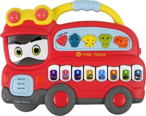 LeanToys Interaktywne Pianinko Straż Pożarna Dźwięk Zwierzątka Odgłosy Pojazdów Melodie Czerwona LEAN Toys 3