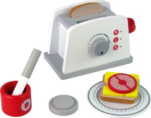 LeanToys Drewniany Toster Śniadanie Akcesoria Pokrętło Dla Dzieci LEAN Toys 2