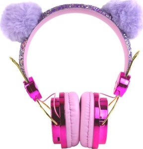 Słuchawki Przewodowe W Odcieniach Różu Uszka Regulacja Mikrofon LEAN Toys 2