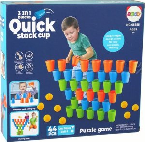 Układanka Kubeczki Gra 3 w 1 44 Elementy LEAN Toys 4